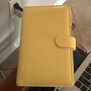 Lemon yellow patent compact filofax